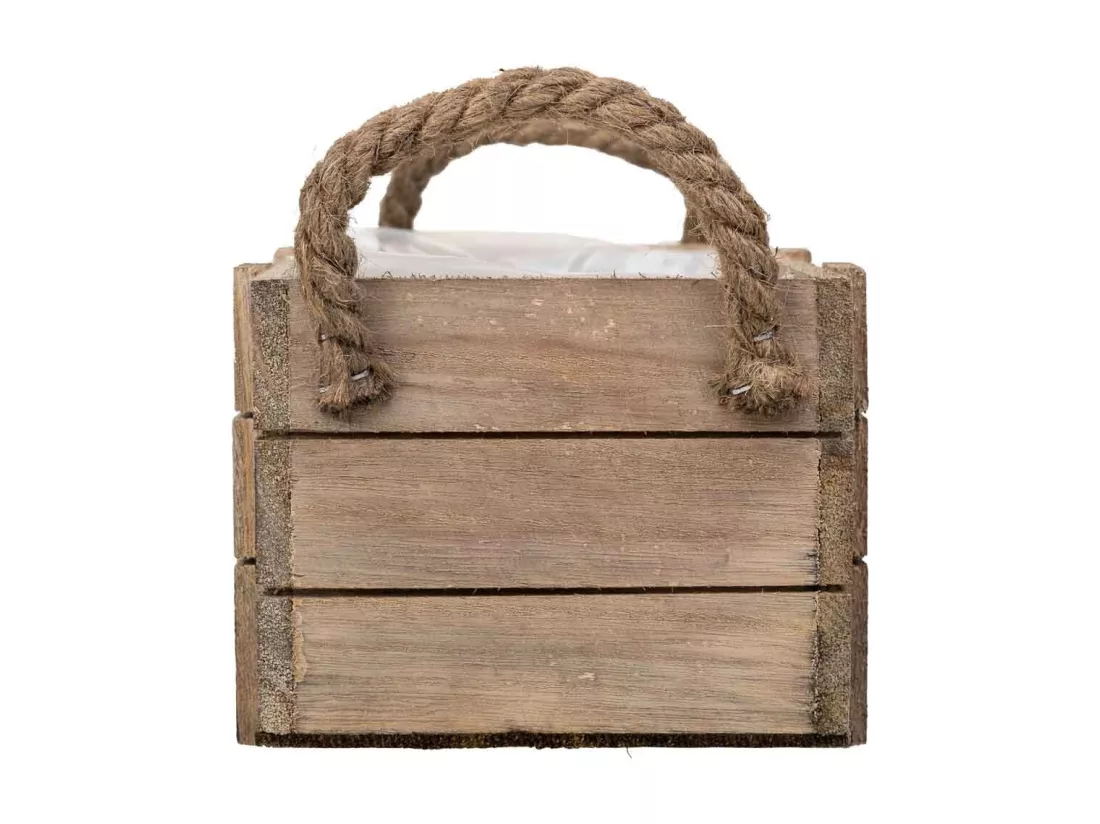 Panier en bois avec poignées marron 22x13x10,5h