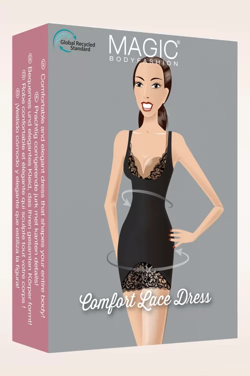 MAGIC Bodyfashion Comfort kanten jurk in zwart