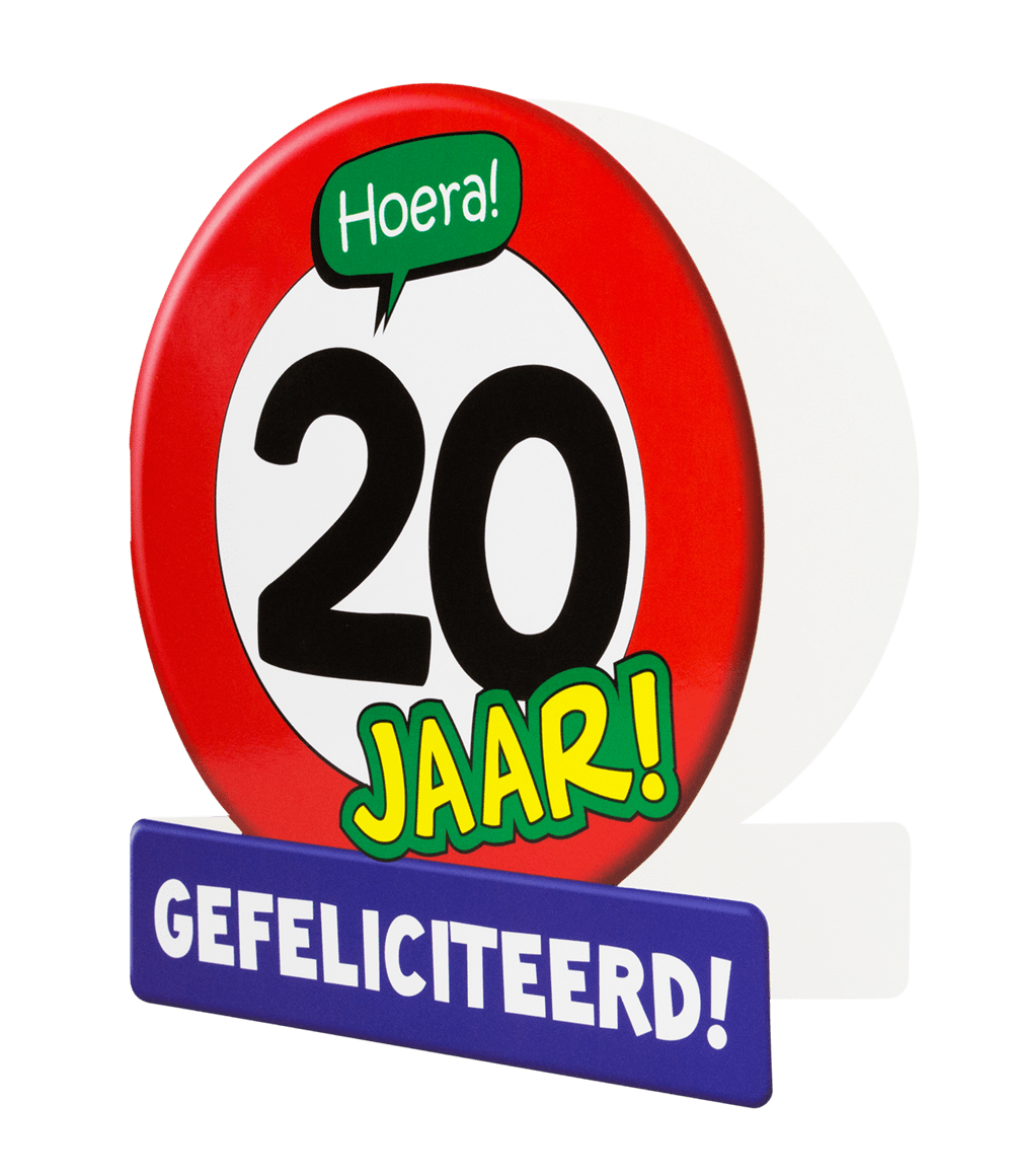 Verjaardagskaart 20 Jaar Verkeersbord 16,5cm