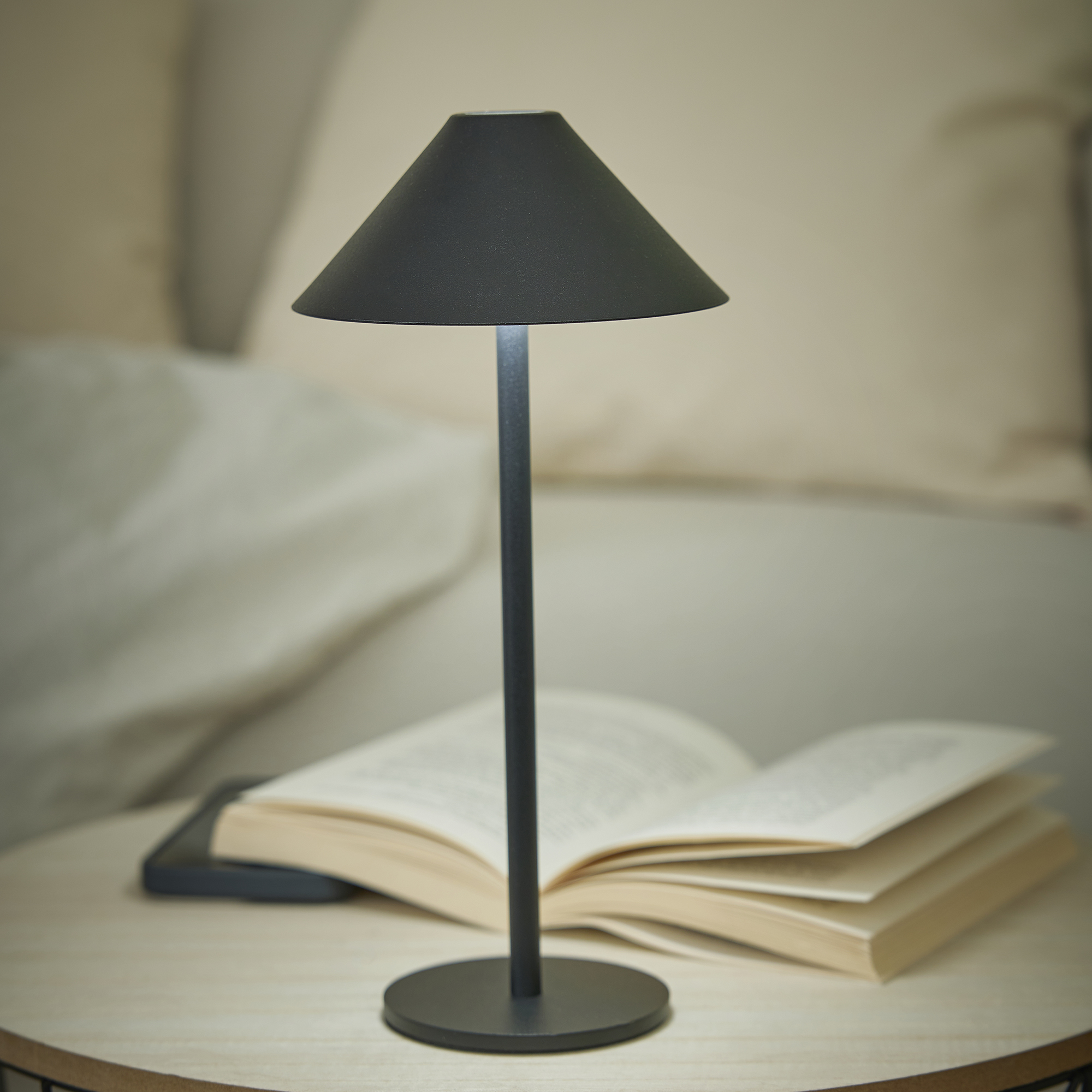 LED-Tischlampe Schirm, schwarz, 34 cm