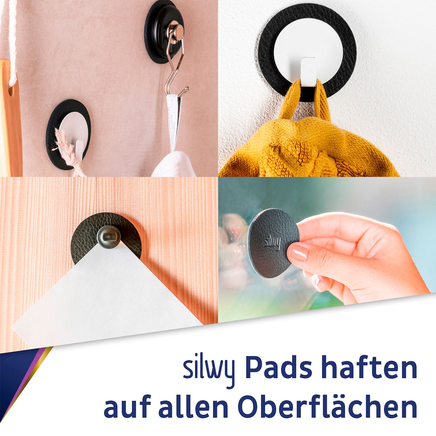 Silwy The One Metall Magnethaken inkl. Metall-Nano-Gel-Pad 7,5 cm 2-tlg. schwarz