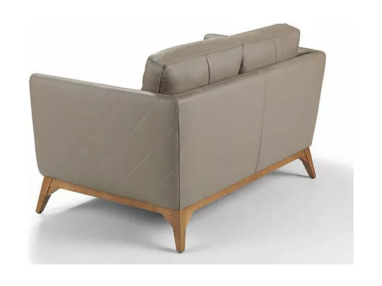 Canapé 2 places contemporain cuir capitonné et bois noyer Kila-Couleur Aqua 75 Gris anthracite