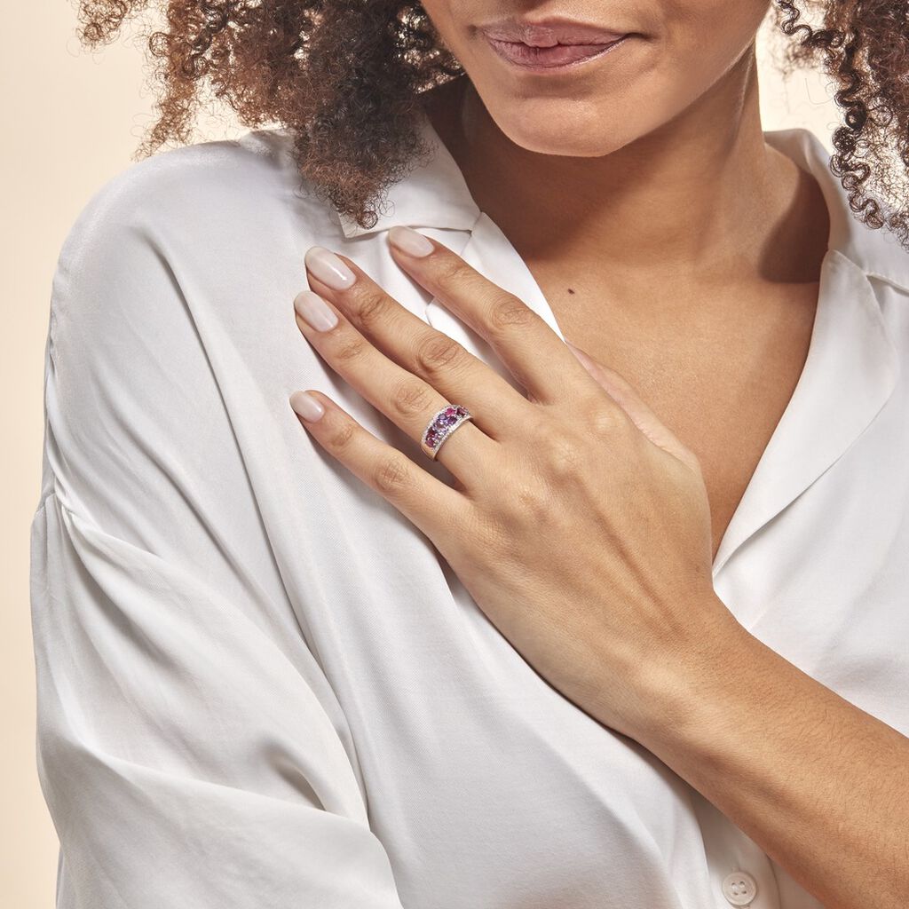 Bague Multicolore Or Blanc Amethyste Et Saphir Et Rhodolite