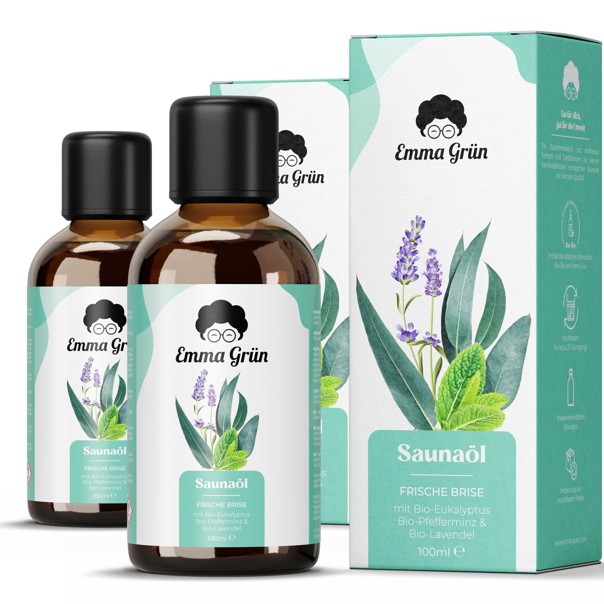 Emma Grün® Bio Saunaöl Frische Brise mit Eukalyptus, Pfefferminz & Lavendel