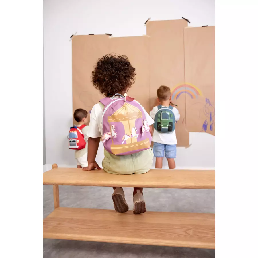 LÄSSIG Kindergartenrucksack Tiny Drivers - Karussell, Lila