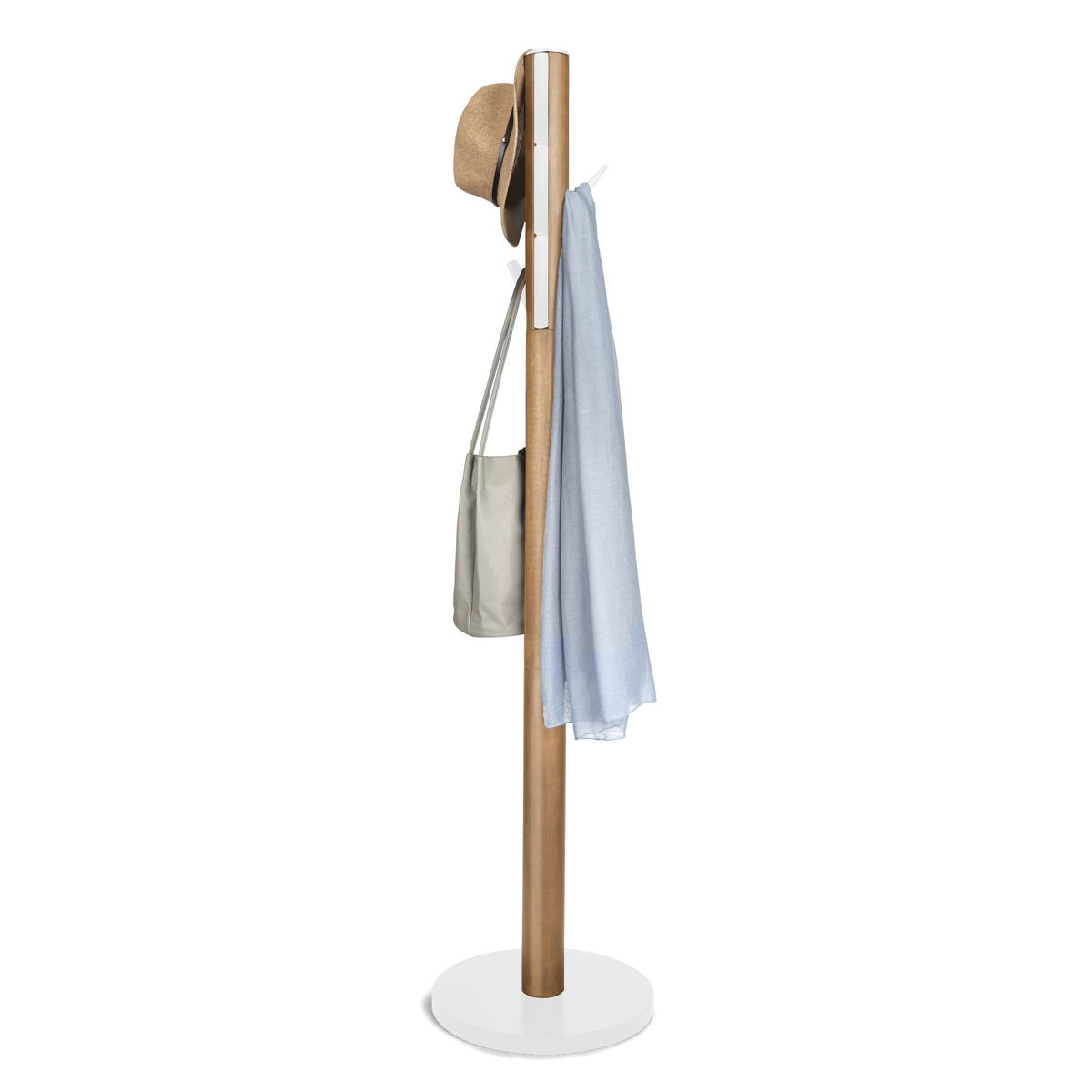 Umbra staande kapstok Flapper Naturel hout - Wit
