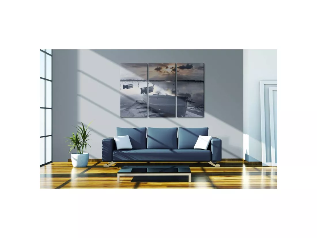 Tableau petit bateau au bord de la mer - 120 x 80 cm