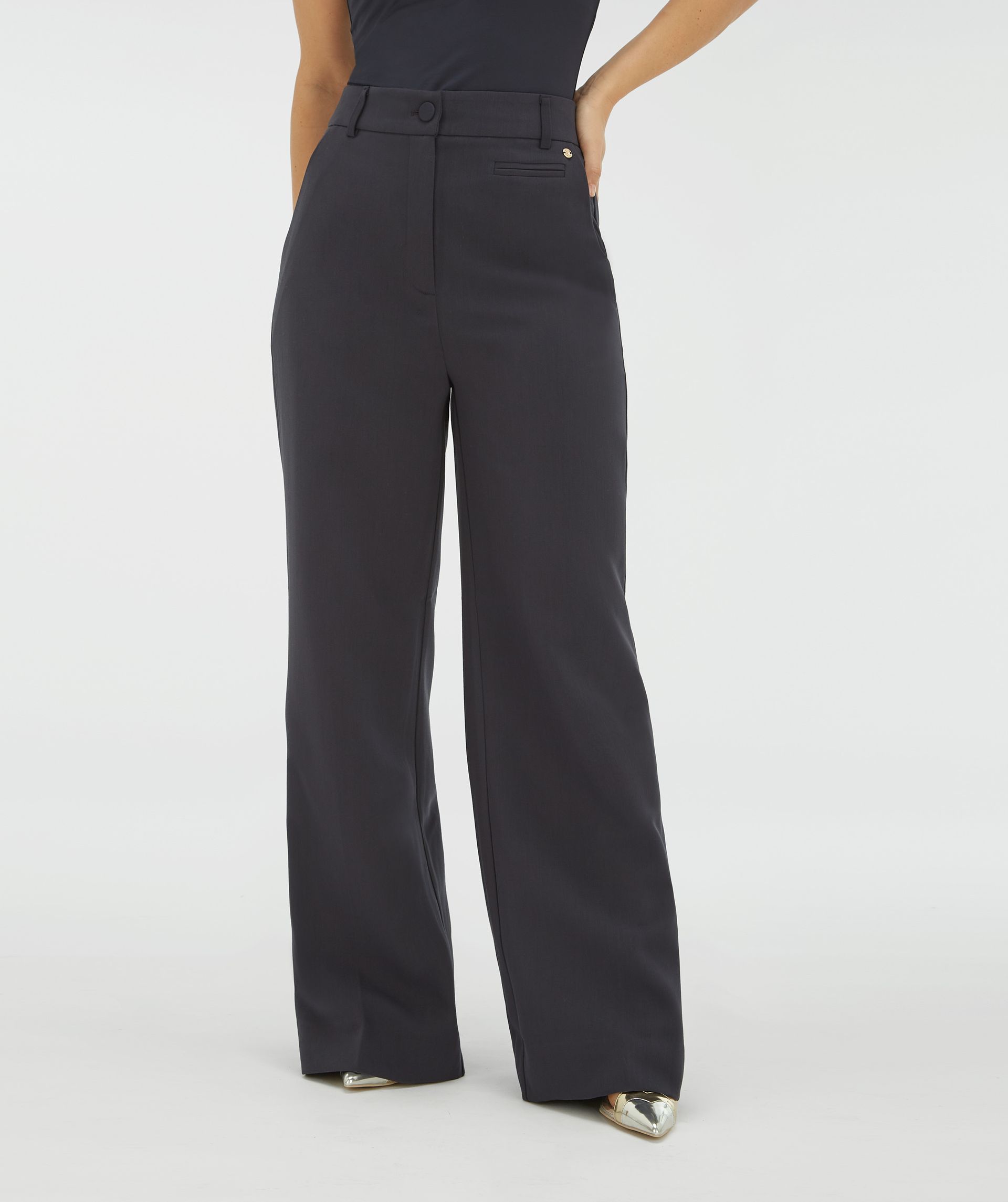 JV-KATE high rise wide leg broek - dark blue