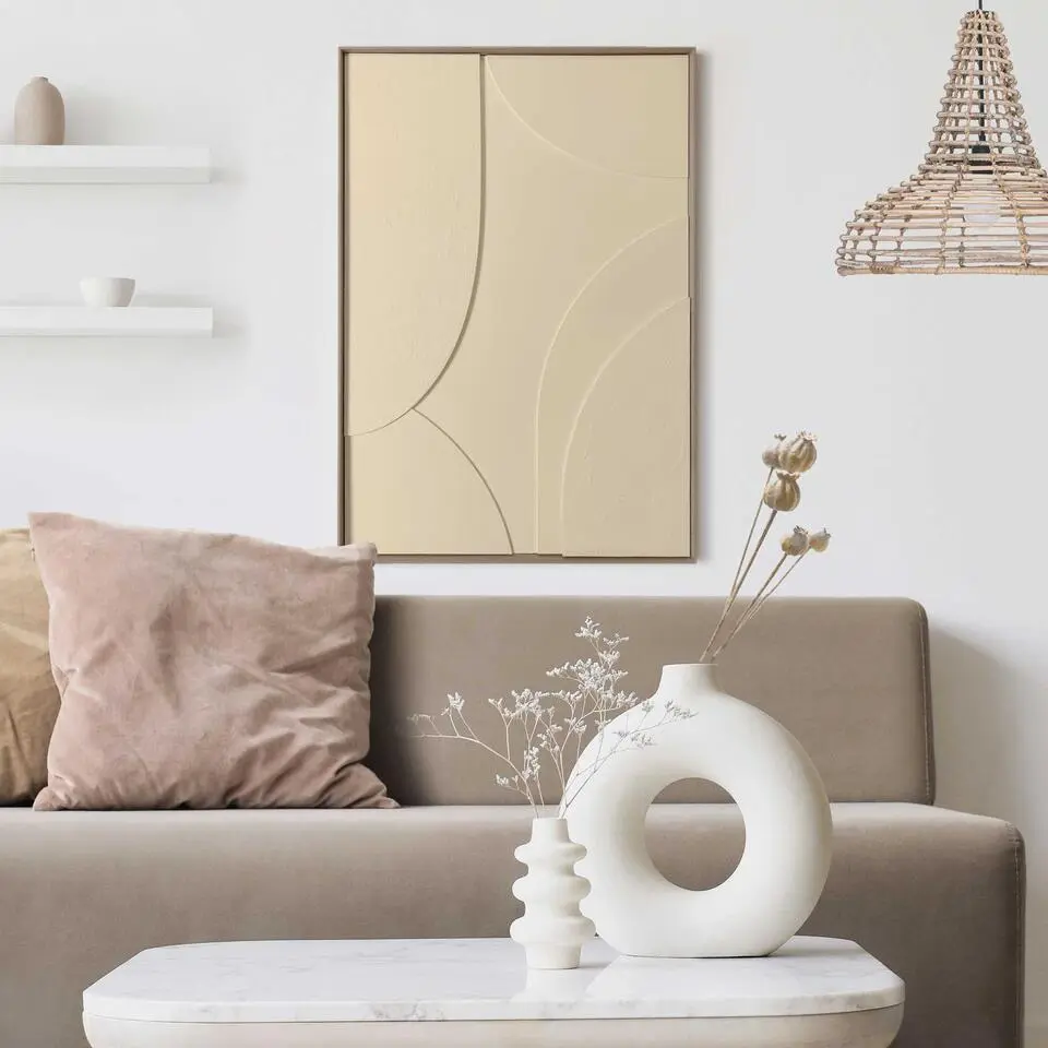 Schilderij 3D Art Terrace - sand - 70x50cm - Beige