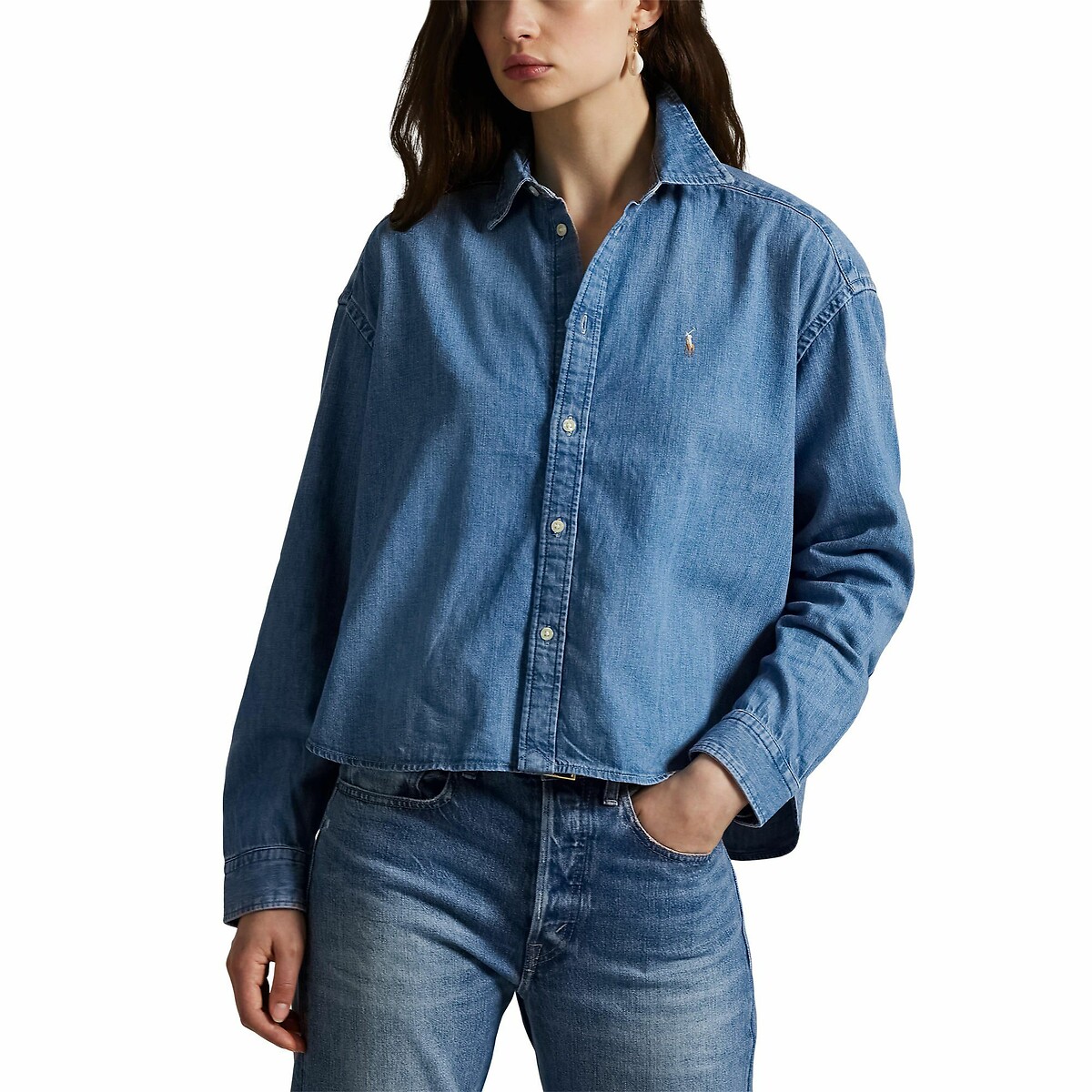 POLO RALPH LAUREN<br>Camisa jeans larga