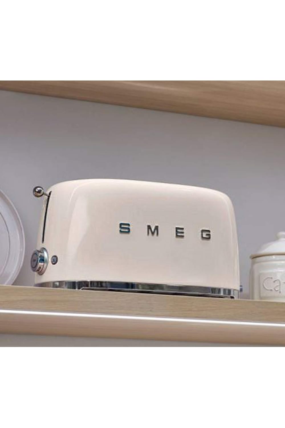 Smeg, 2x4 TSF02CREU -Toaster, 2 Schlitze für 4 Scheiben, 6 Vergoldungsniveaus, Heizfunktion, Abtau- und Bagel- Funktion, Sammelschublade, 1500W, Creme