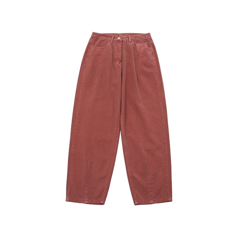 Zentrus - Mid Rise Plain Straight Leg Jeans / Plain Cropped Straight Leg Dress Pants