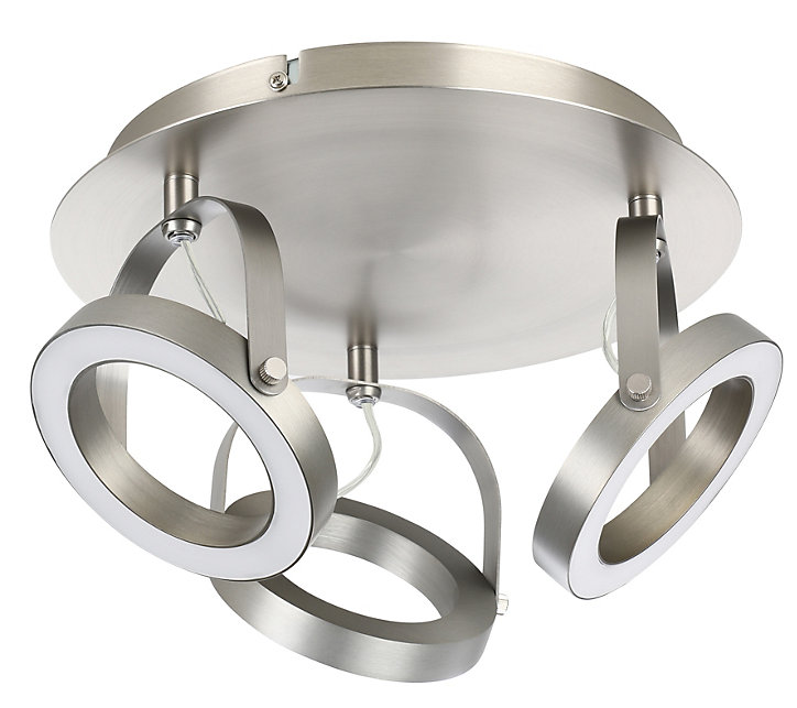 Plafonnier spot LED intégrée dimmable 400lm 18W blanc chaud GoodHome Taphao nickel satiné H.17 x Ø32 cm