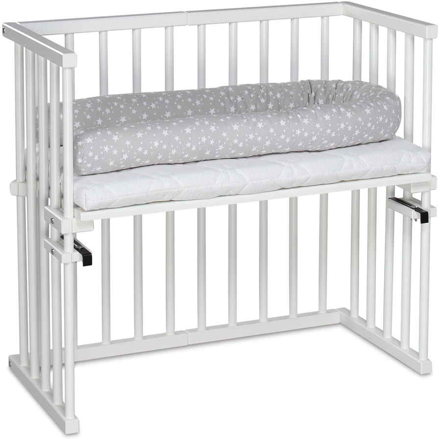 babybay Midi Beistellbett weiß mit Matratze Classic Cotton Soft