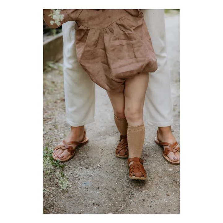 Petit Nord Sandales Scratchs Diamond | Cognac