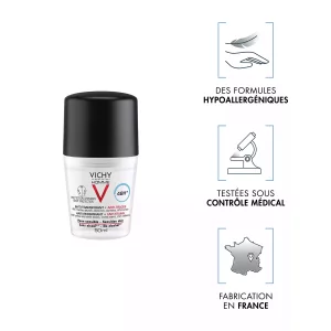 Vichy Homme Déodorant 48H anti-transpirant anti-traces protection chemise - 50ml