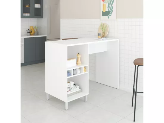 Comptoir de Cuisine - Table 6 Niches Blanc 135 cm L 135 H 102.5 P 60 cm