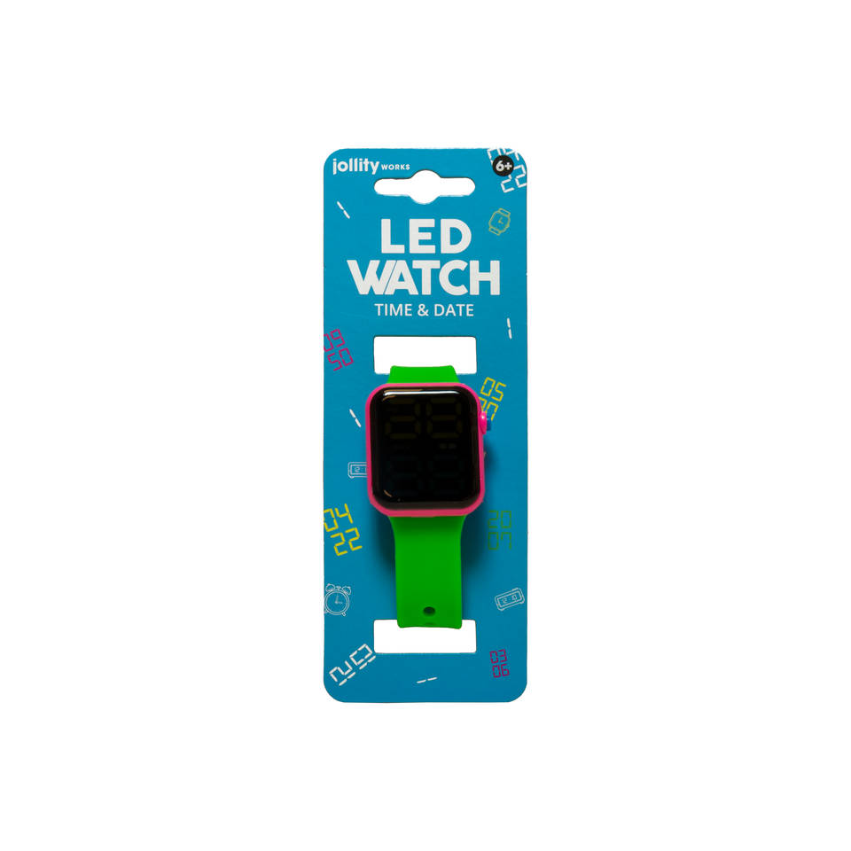 Jollity Works LED kinderhorloge - groen/roze