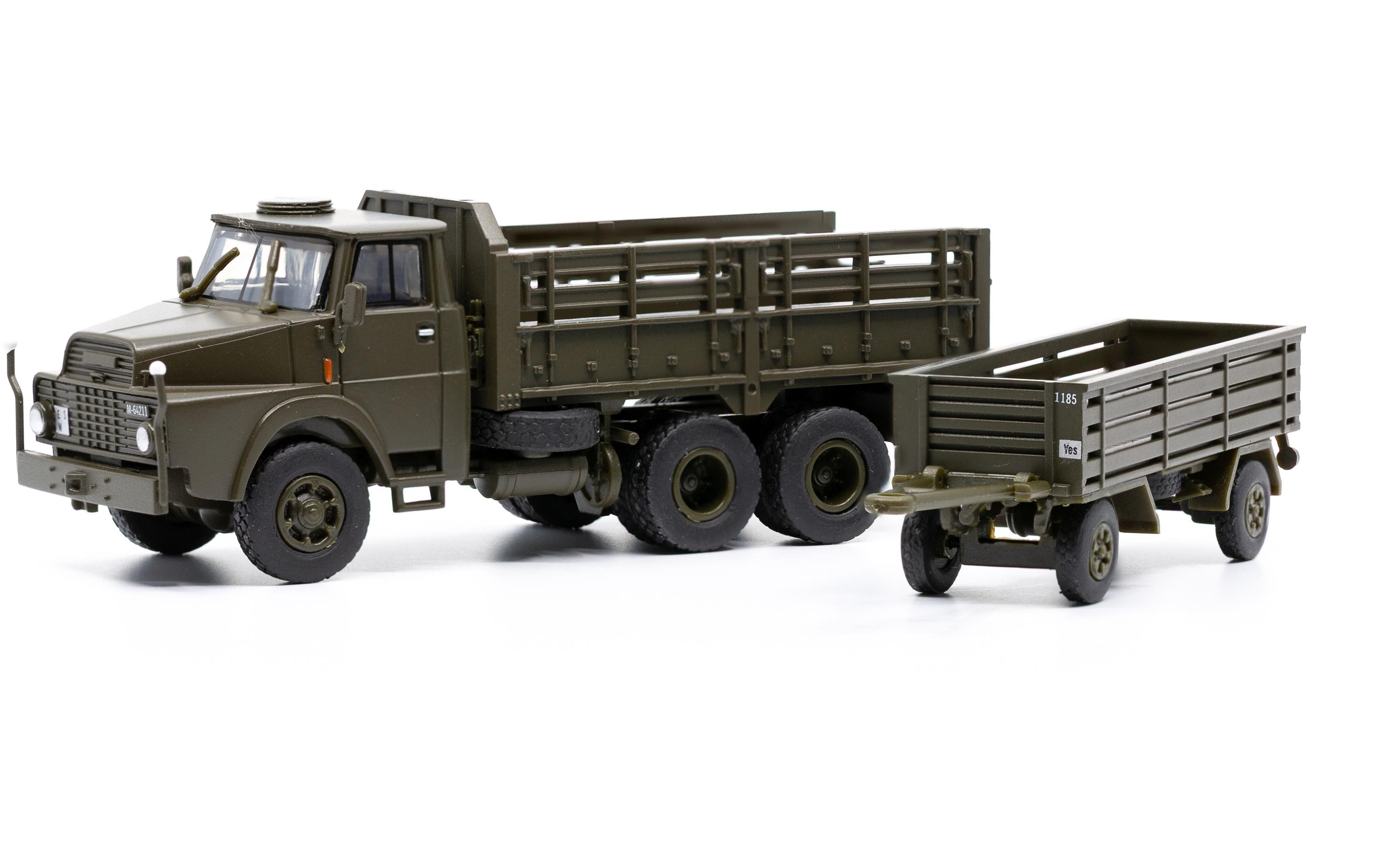 LKW Henschel HS 3-14 mit Infanterieanhänger offen 1:87H0 Lastwagen Militärmodell