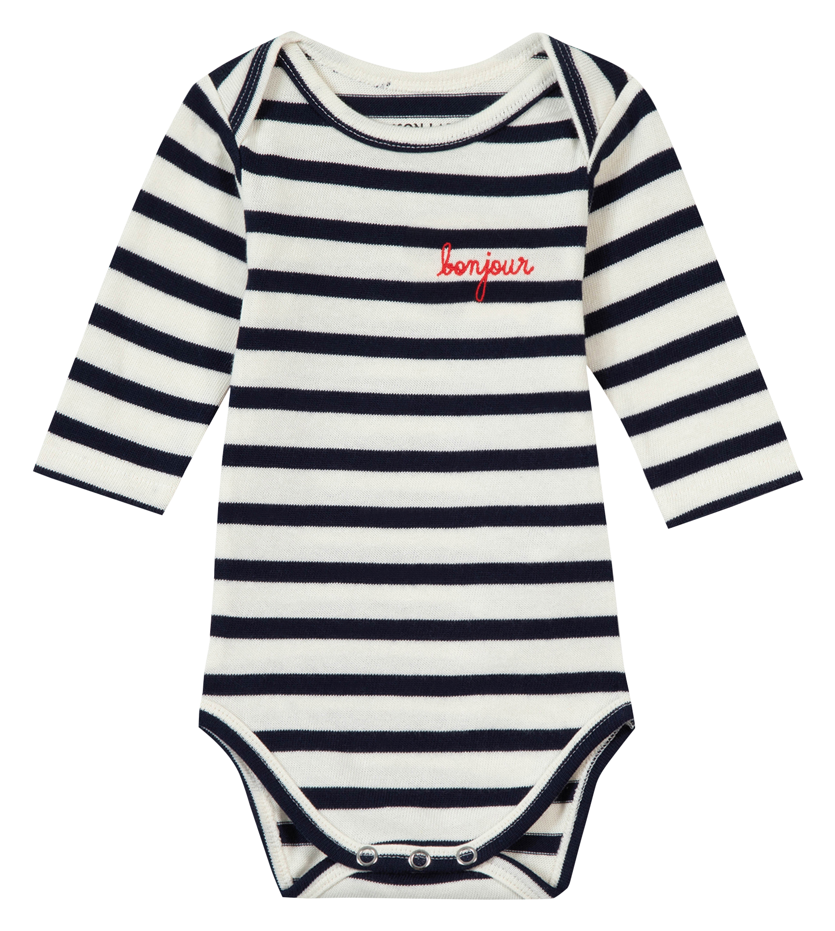 CALMETTE BONJOUR - Body marinière bonjour en coton bio | Blanc
