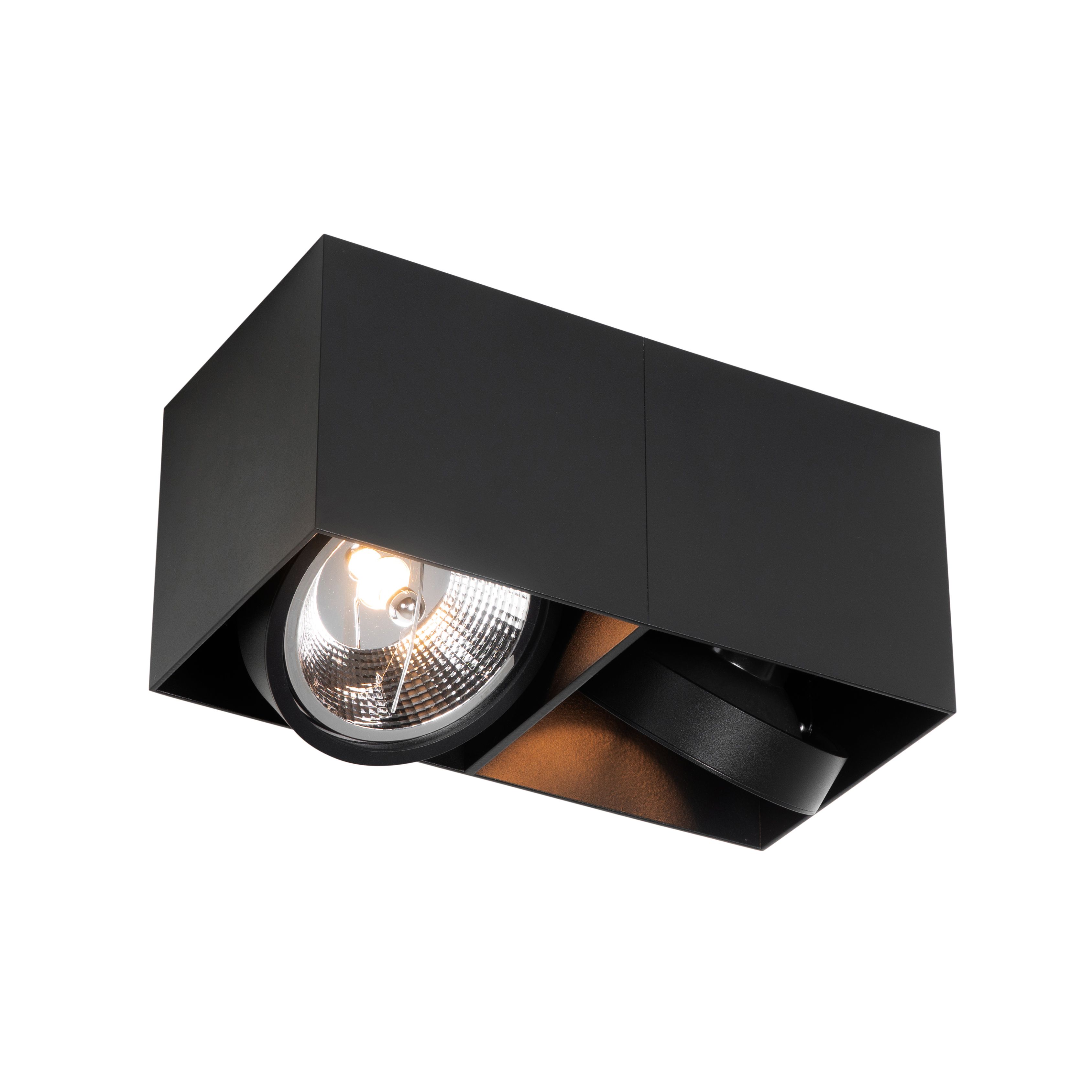 Design spot zwart rechthoekig AR111 2-lichts - Box