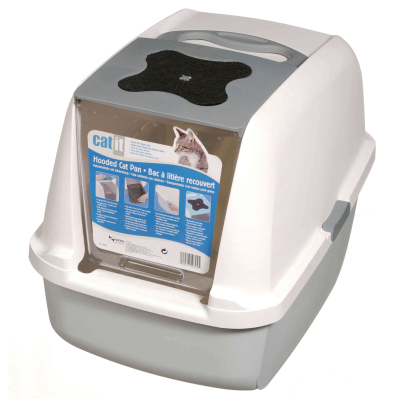 Catit Katzentoilette gross mit Abdeckung grau/weiss/grau