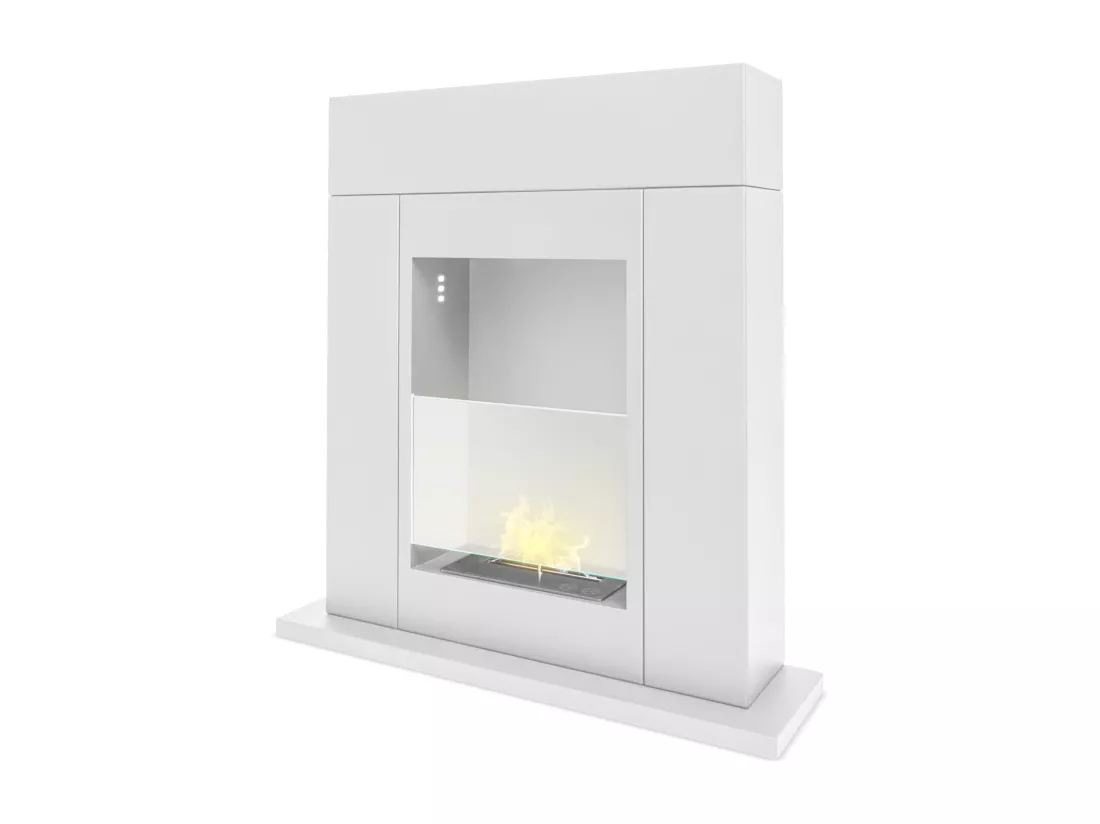 Marco Aurelio - Cheminée au bioéthanol de sol freestanding, 73x20xH75 cm couleur blanc
