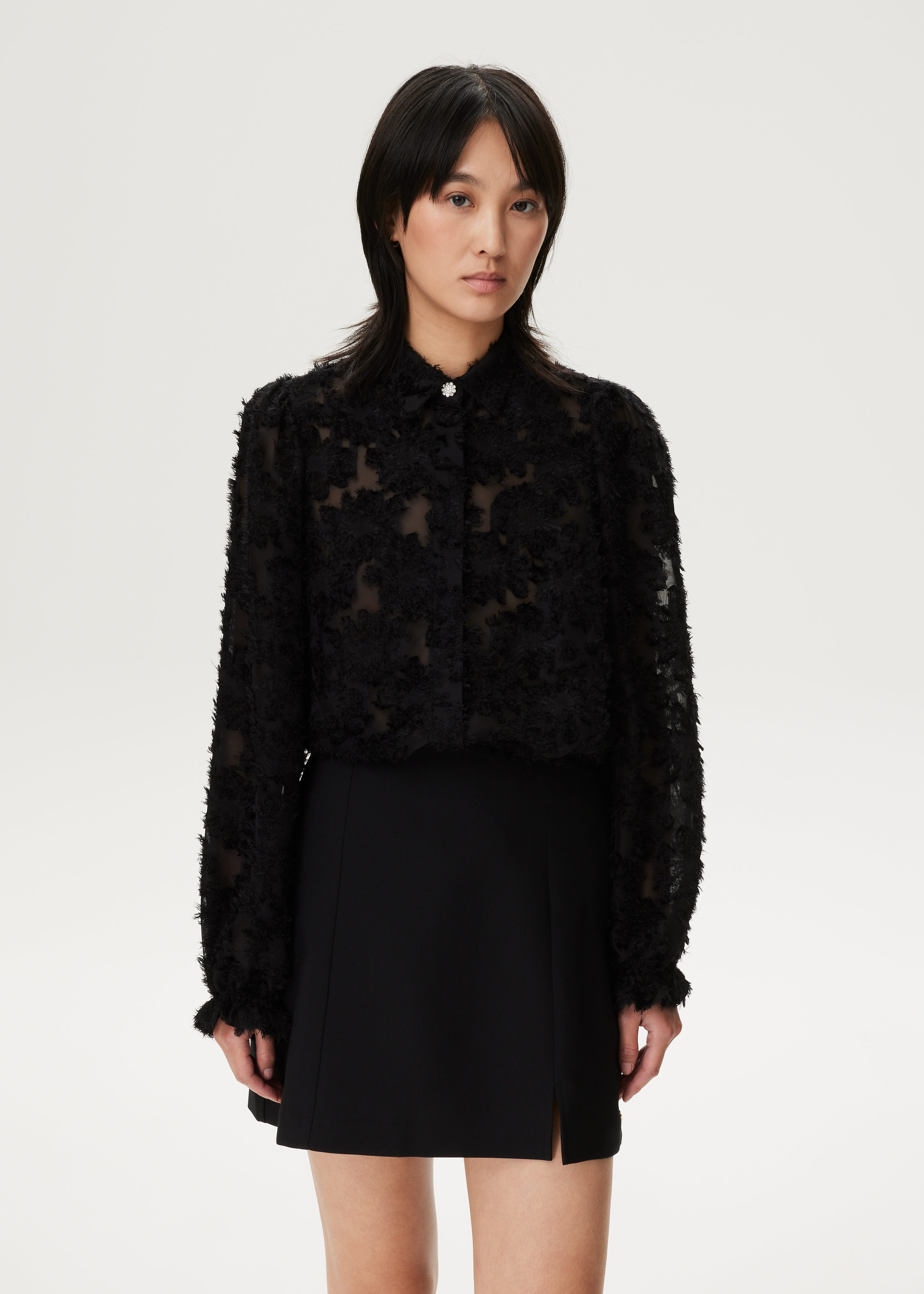 Blouse met bloemen franjes