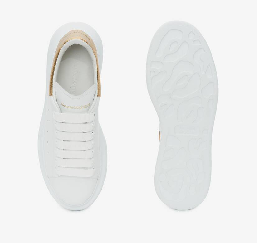 Alexander McQueen Men's Oversized Sneaker in White/gold