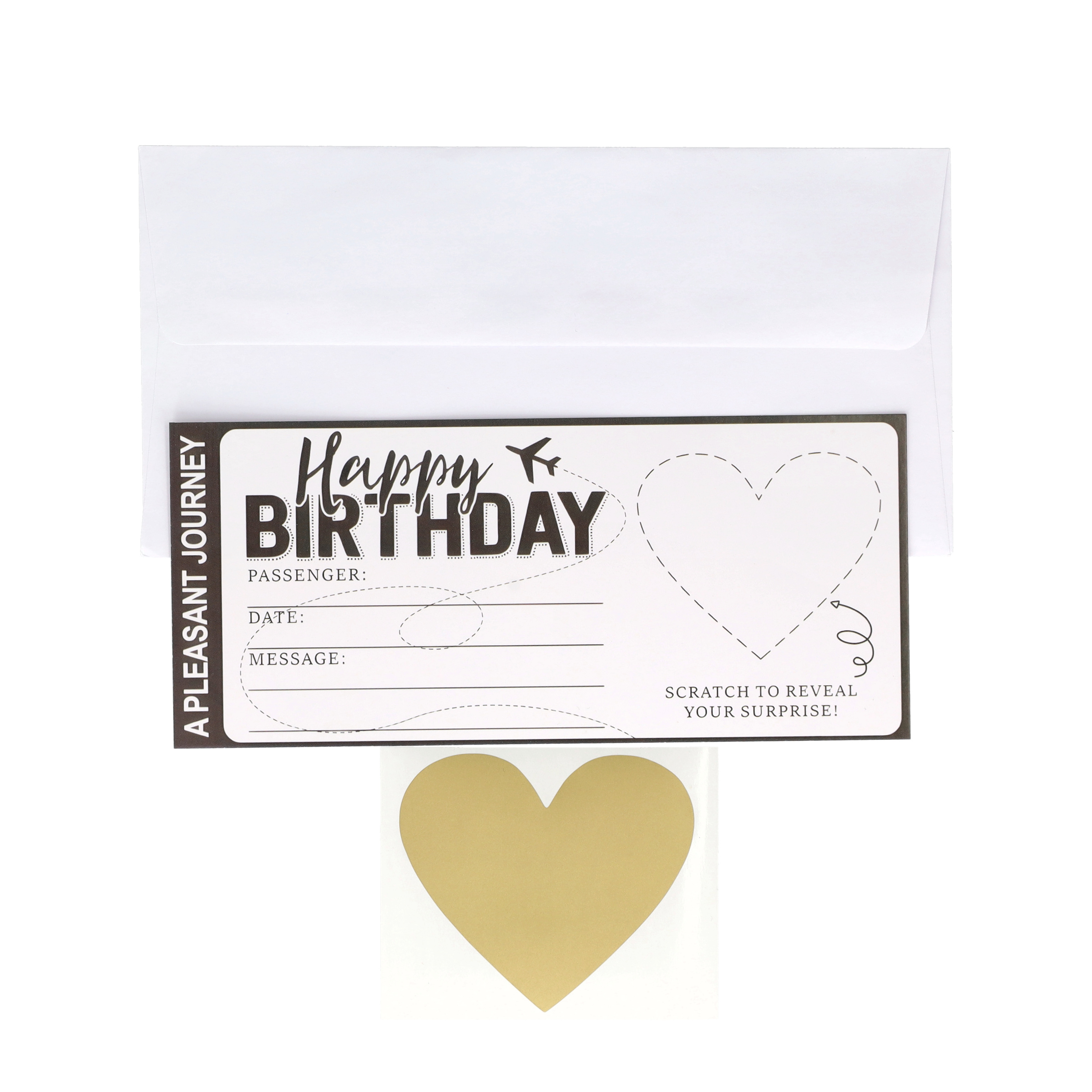 (10er Set) Überraschungs Reise Rubbel Karte zum Beschriften DIY Suprise Boarding Pass Rubbellos Geschenkidee inkl. Umschlag