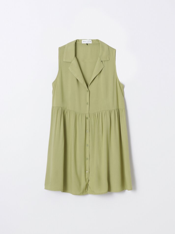 Vestido curto sem mangas - Verde claro