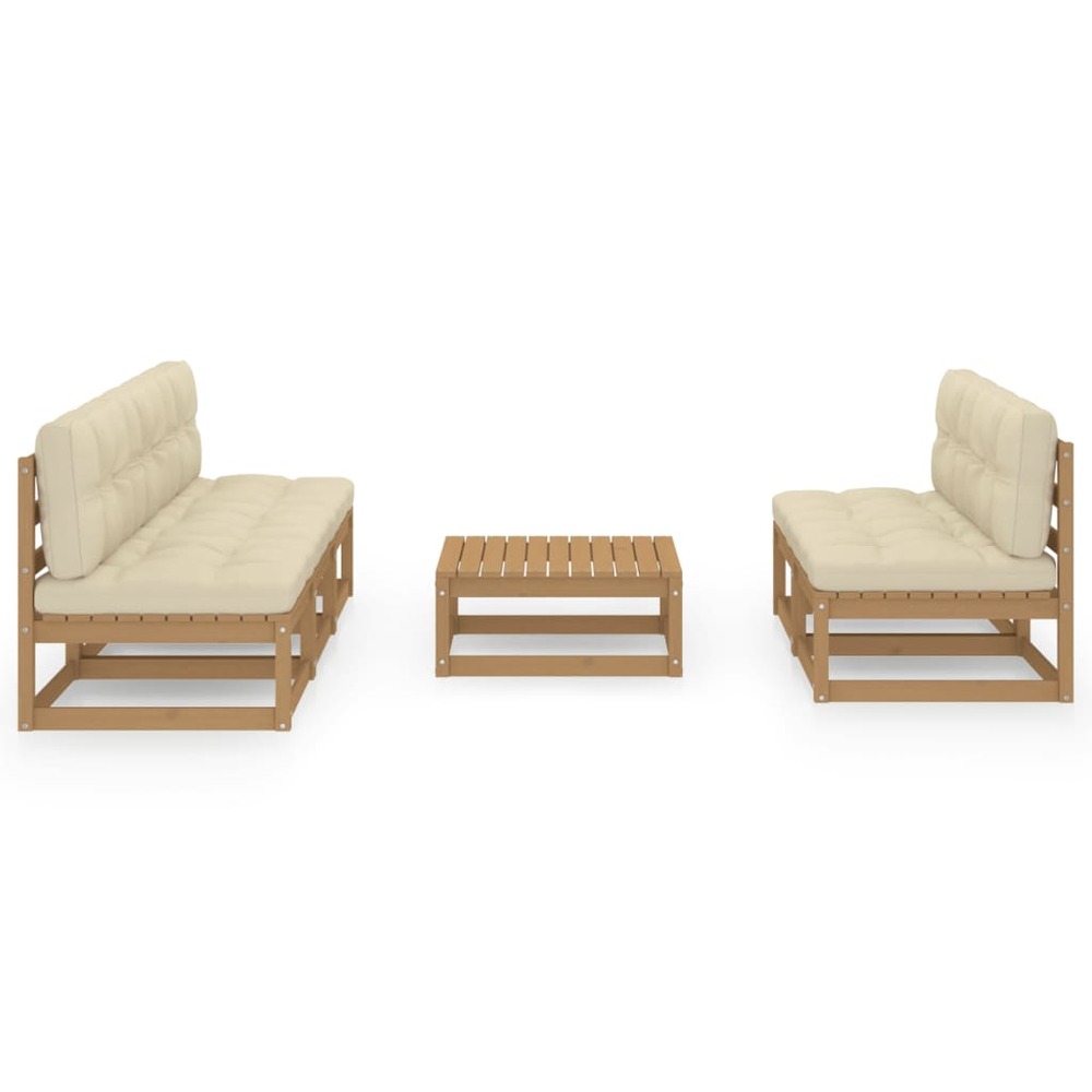 Salon de jardin meuble d'extérieur ensemble de mobilier 6 pièces avec coussins bois de pin massif
