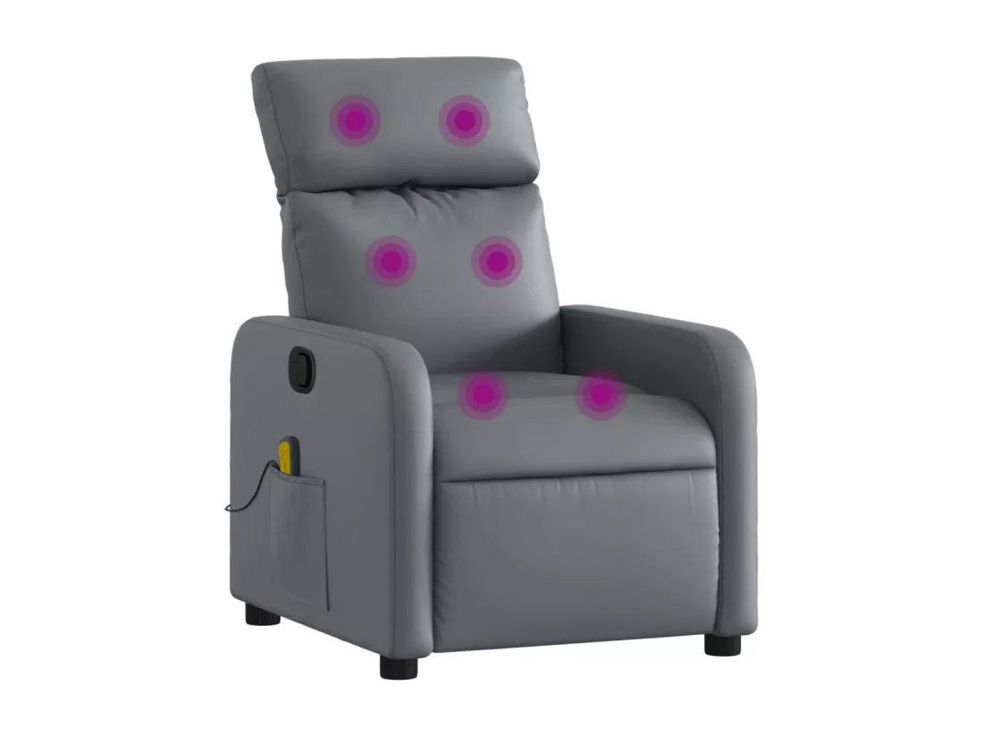 Fauteuil massant inclinable Gris Similicuir