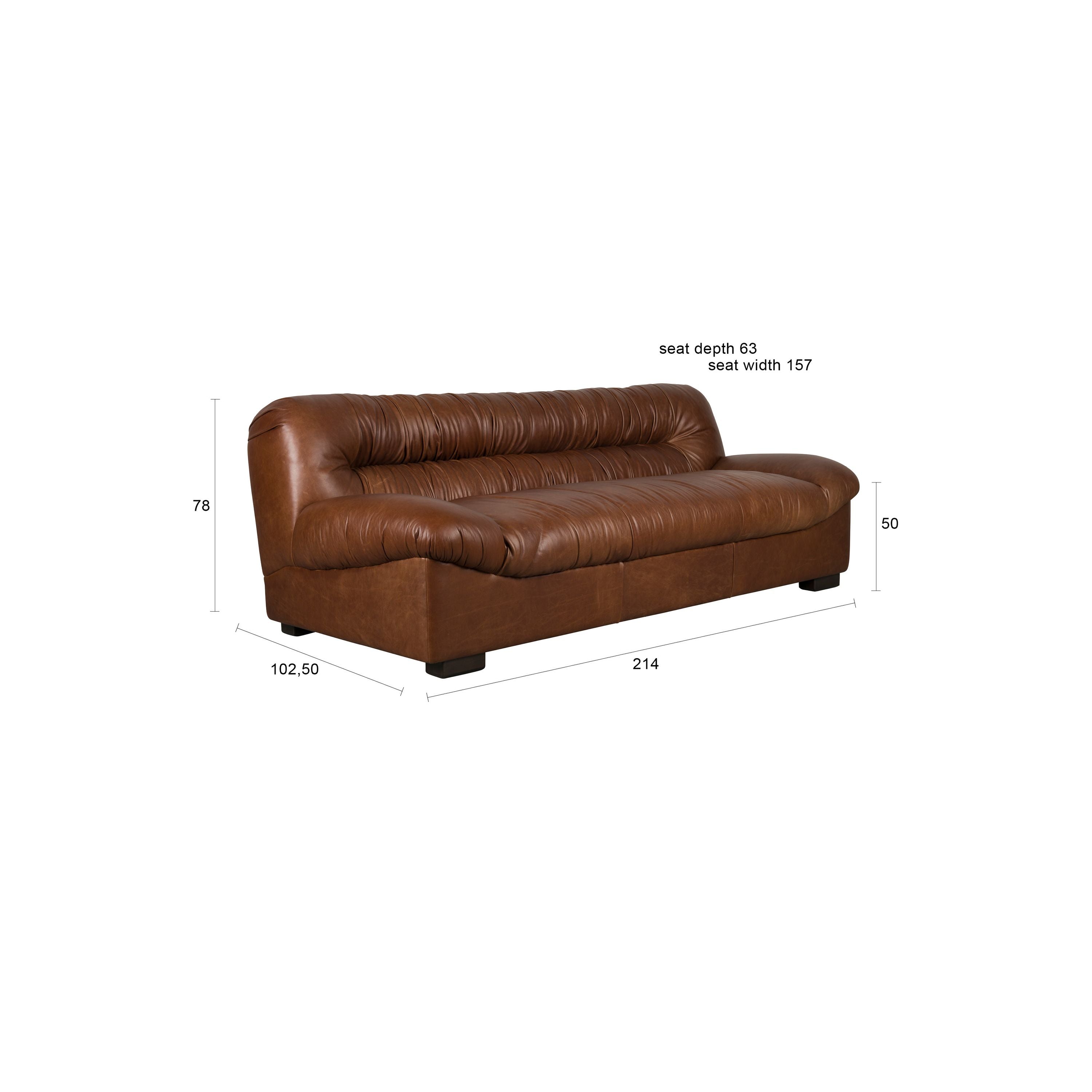 Dutchbone Douglas 3-zitsbank Leer Chocolade Bruin