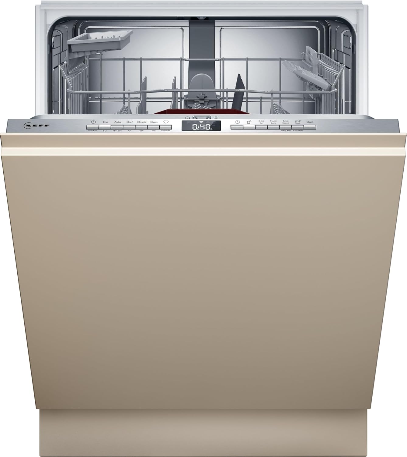 NEFF S155EAX16E, N 50, Smarter Geschirrspüler Vollintegriert 60 cm, Spülmaschine Made in Germany, Besteckkorb, Open Dry, starke Reinigung mit Chef 70ºC, höhenverstellbarer Oberkorb, Info Light