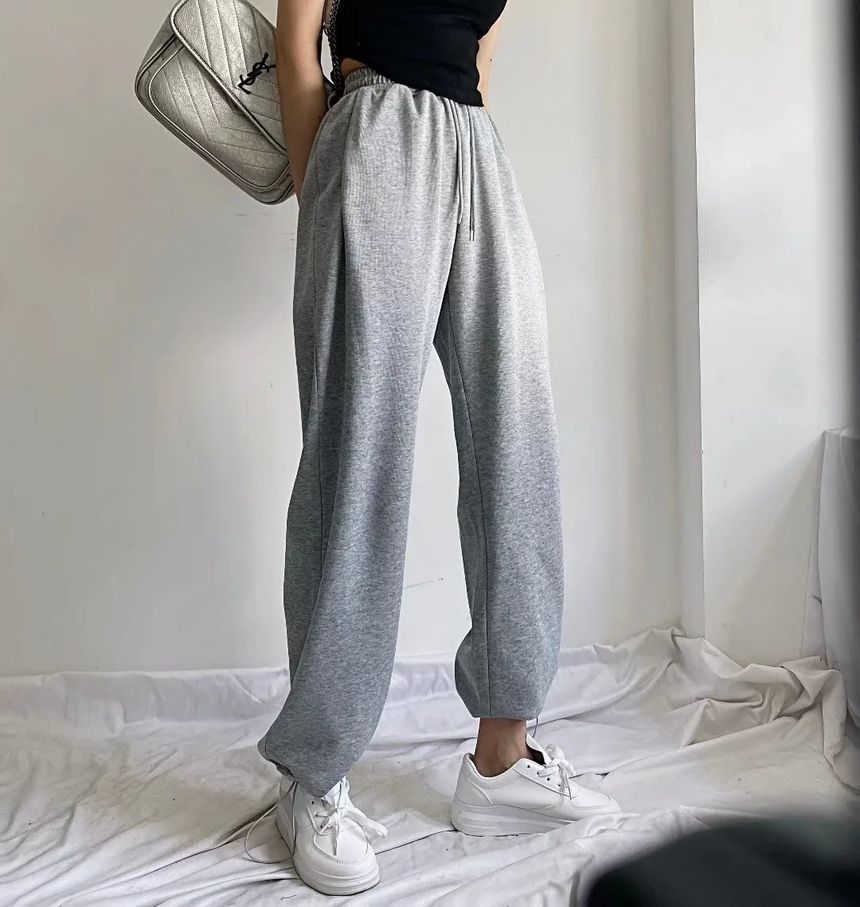 Asiris - Hoge taille effen rechte joggingbroek