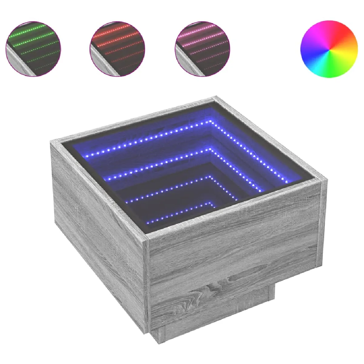 VIDAXL Table de chevet LED - Sonoma Gris