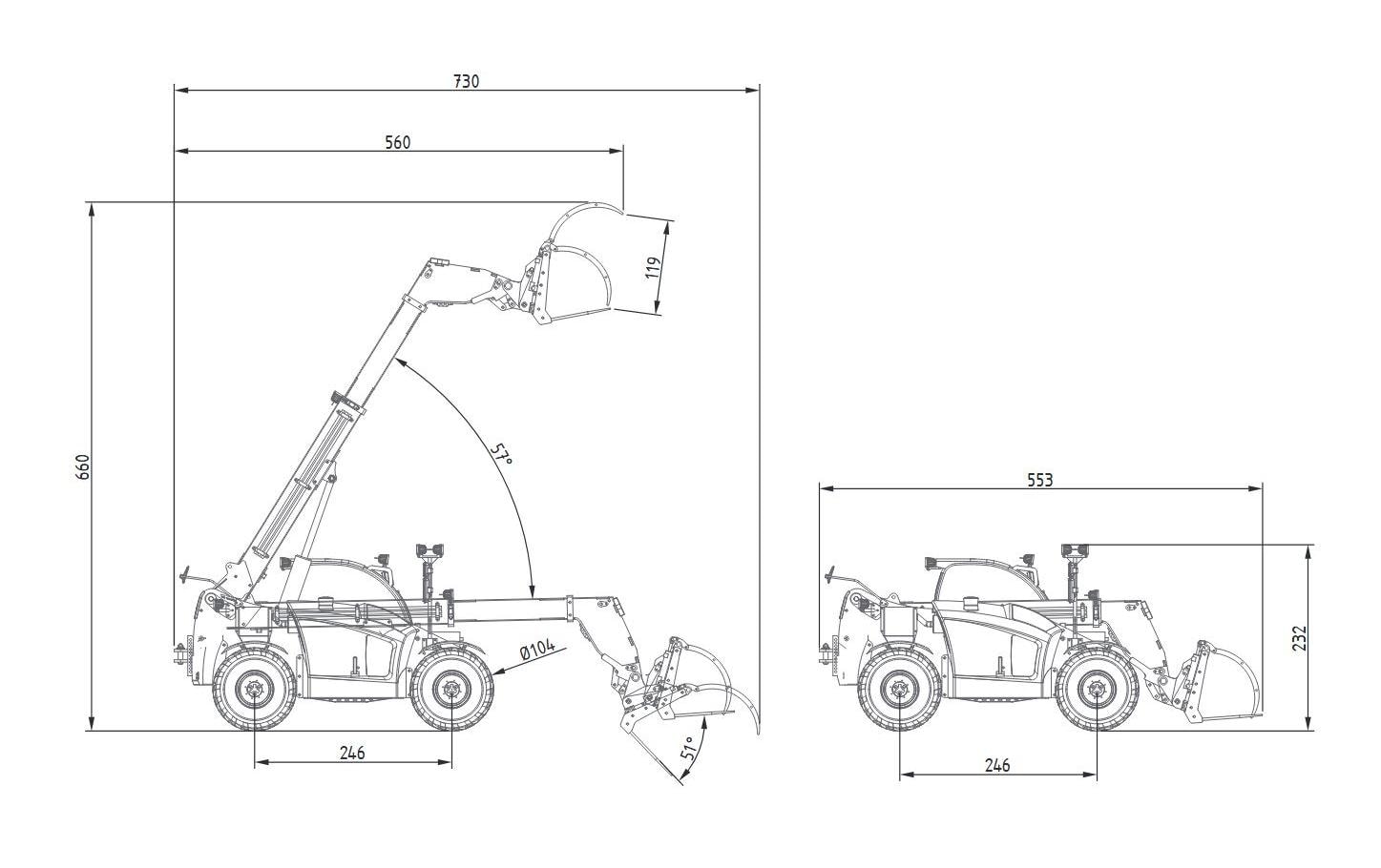 Teleskoplader Hydraulisch 1:14, ARTR<br>Scale Teleskop Gabelstapler mit austauschbaren Anbaugeräten
