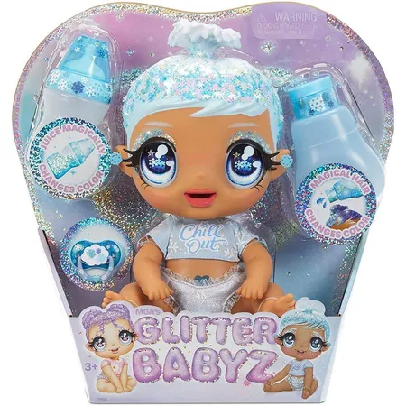 MGA Entertainment Glitter Babyz Doll- Light Blue (Snowflake)