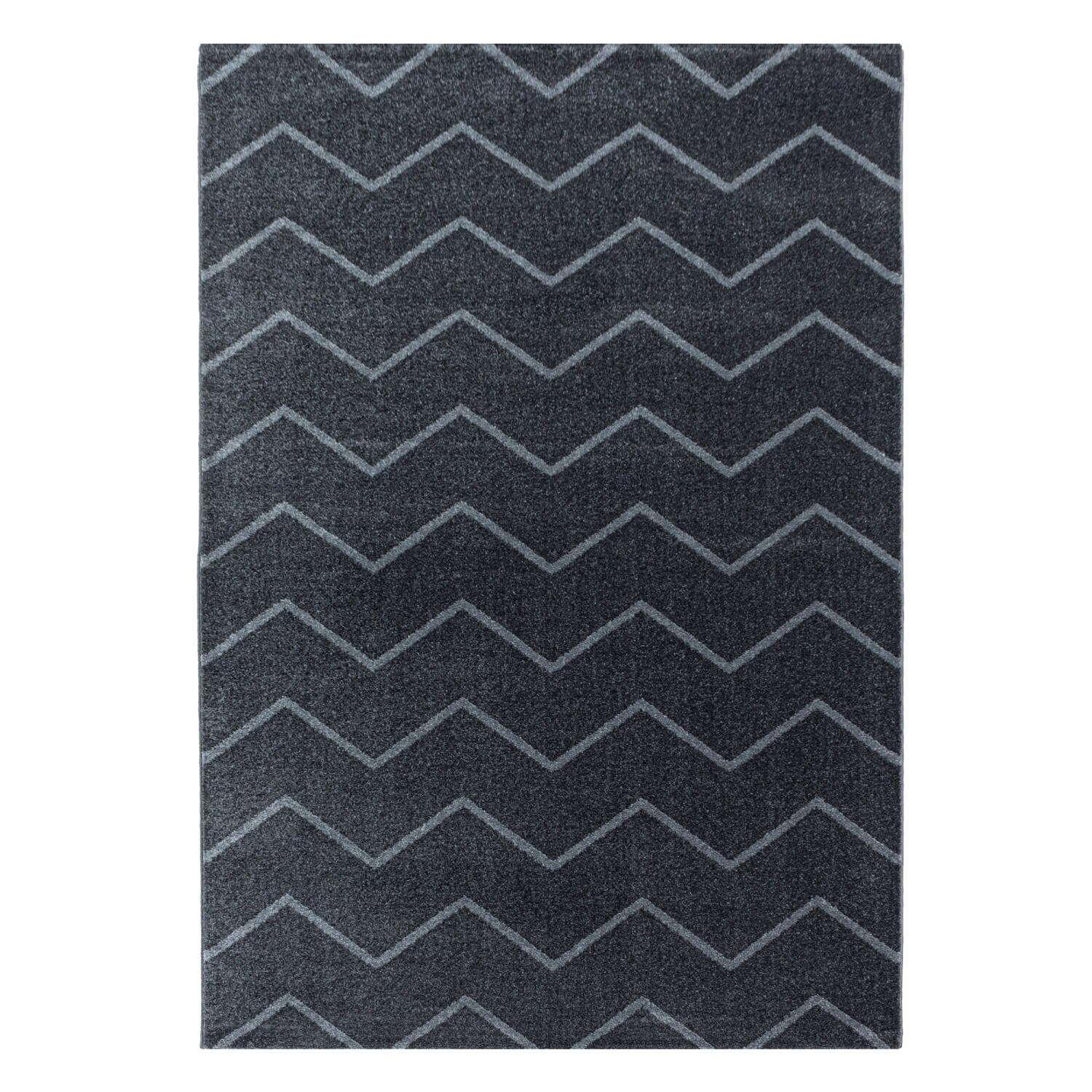 Stilvoller Designer Teppich: Modernes Kurzflor-Zick-Zack Design, Wohnzimmer