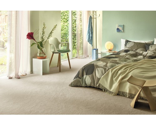 Tapijt, gesneden velours, Sedna® Proteus, 100% Econyl® garen, lichtbeige, 400 cm breed (per meter verkocht)