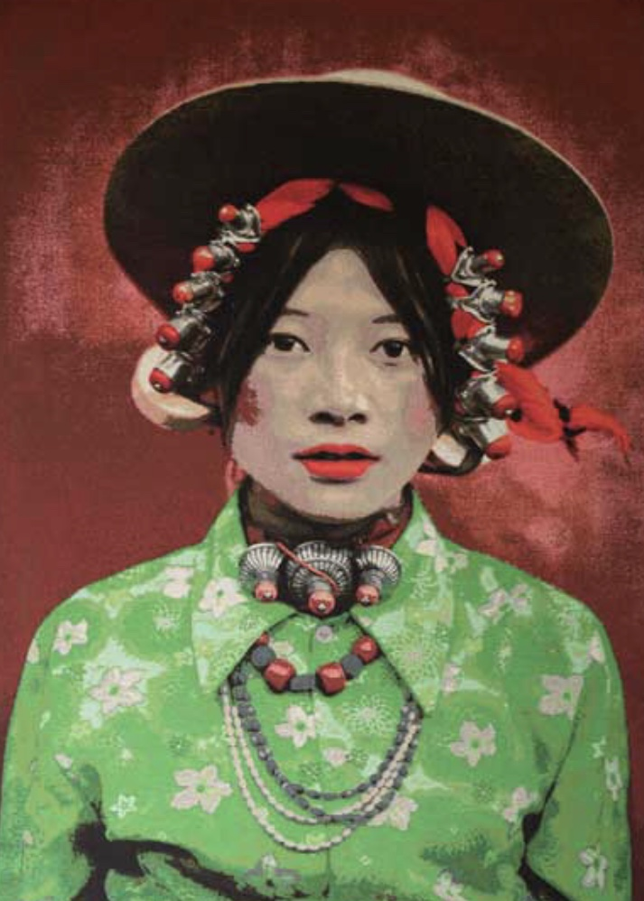 Geweven wandpaneel Tibetan Girl 198x128 cm