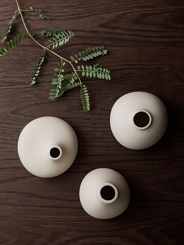 BLOMUS Set Keramik Vasen NONA 3-teilig Micro Chip creme