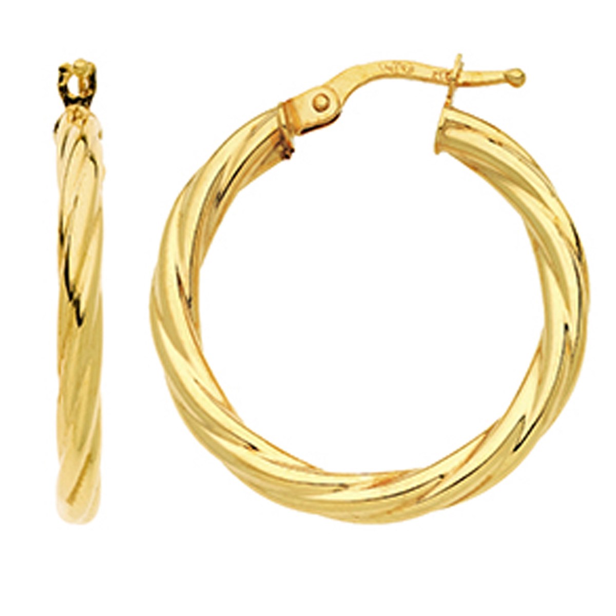 Créoles Brillaxis torsadées or jaune 18 carats 20 mm