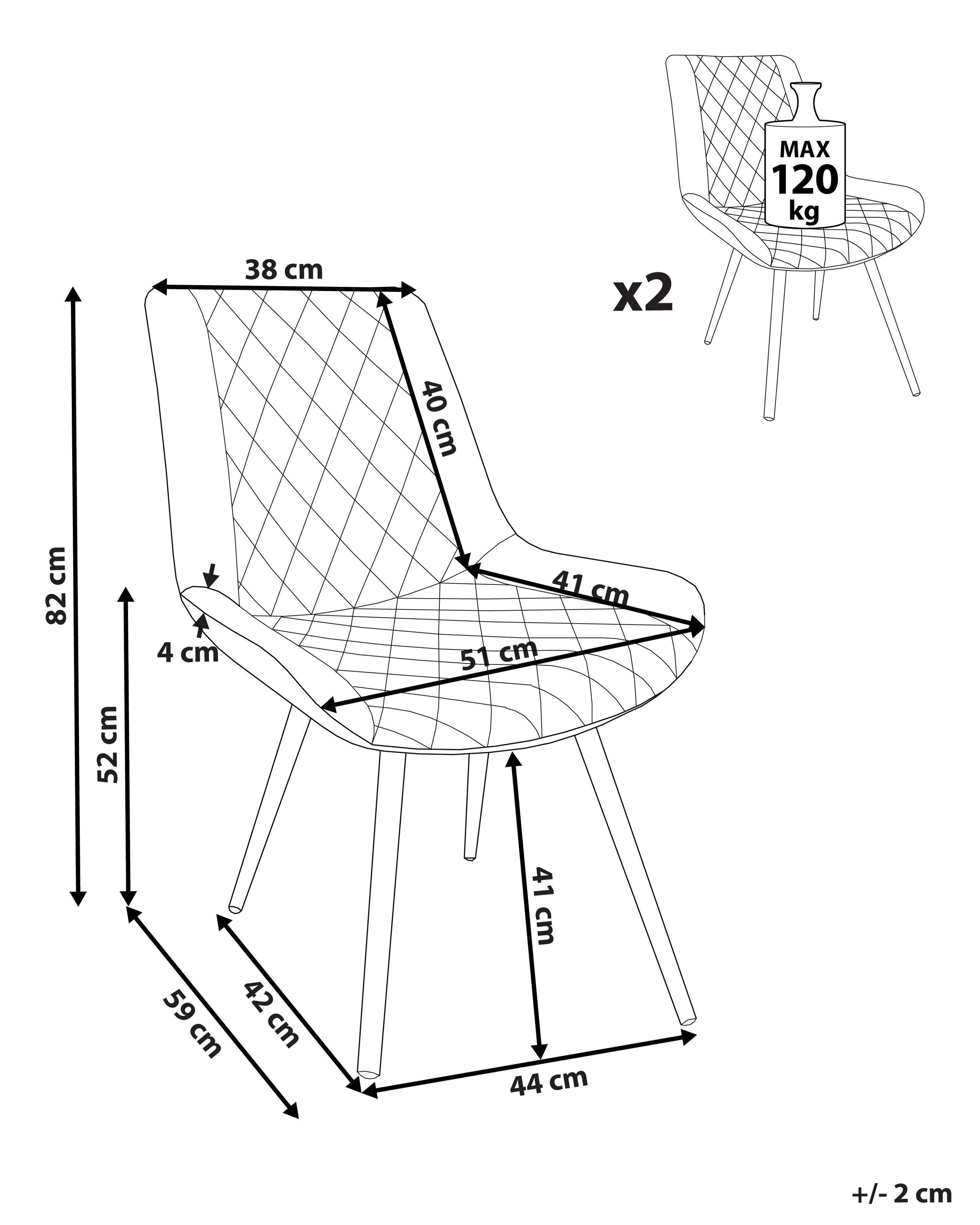 Set van 2 eetkamerstoelen MARIBEL Fluweel Grijs