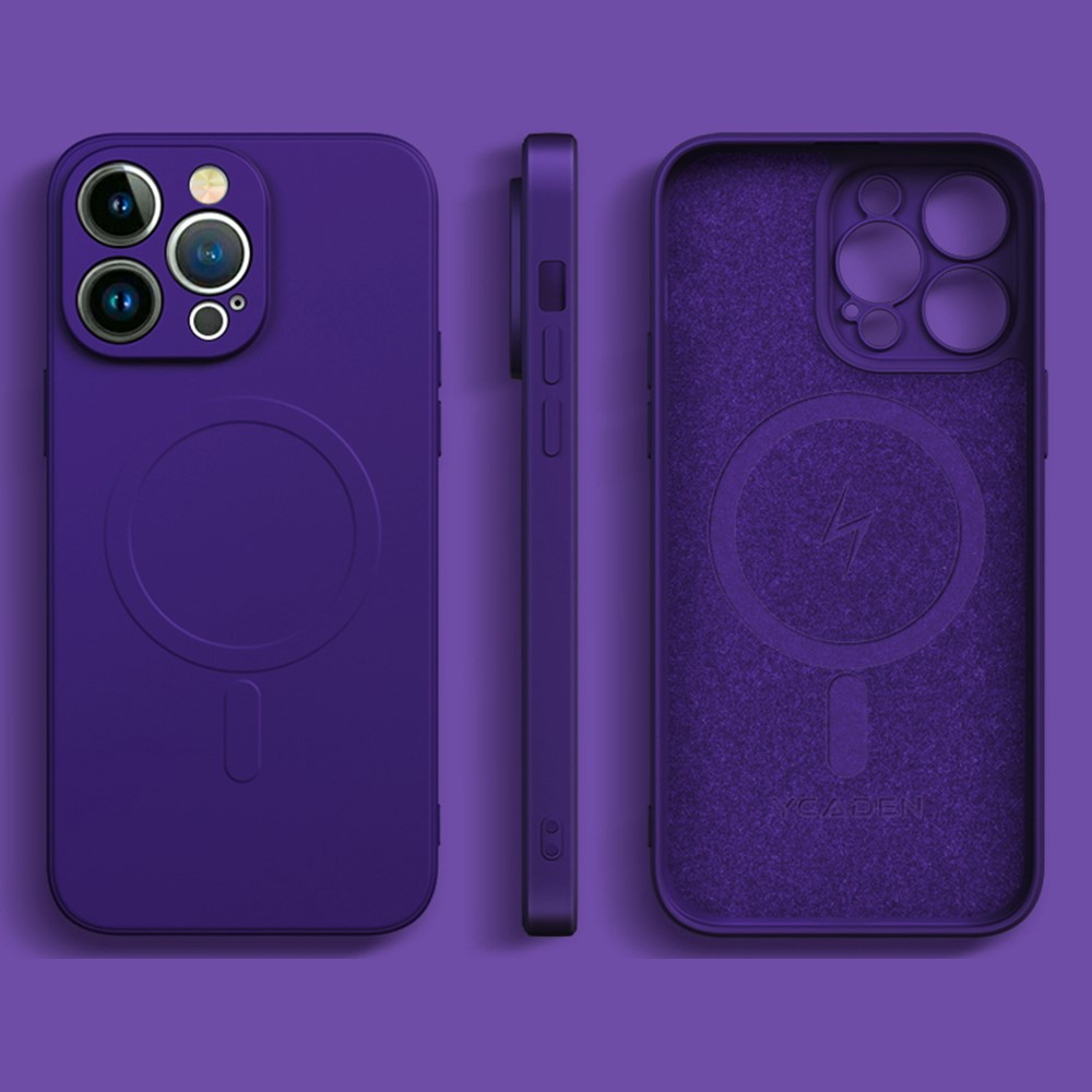 iPhone 14 Pro MagSafe Silikon Case Hülle mit Kameraschutz - Violett