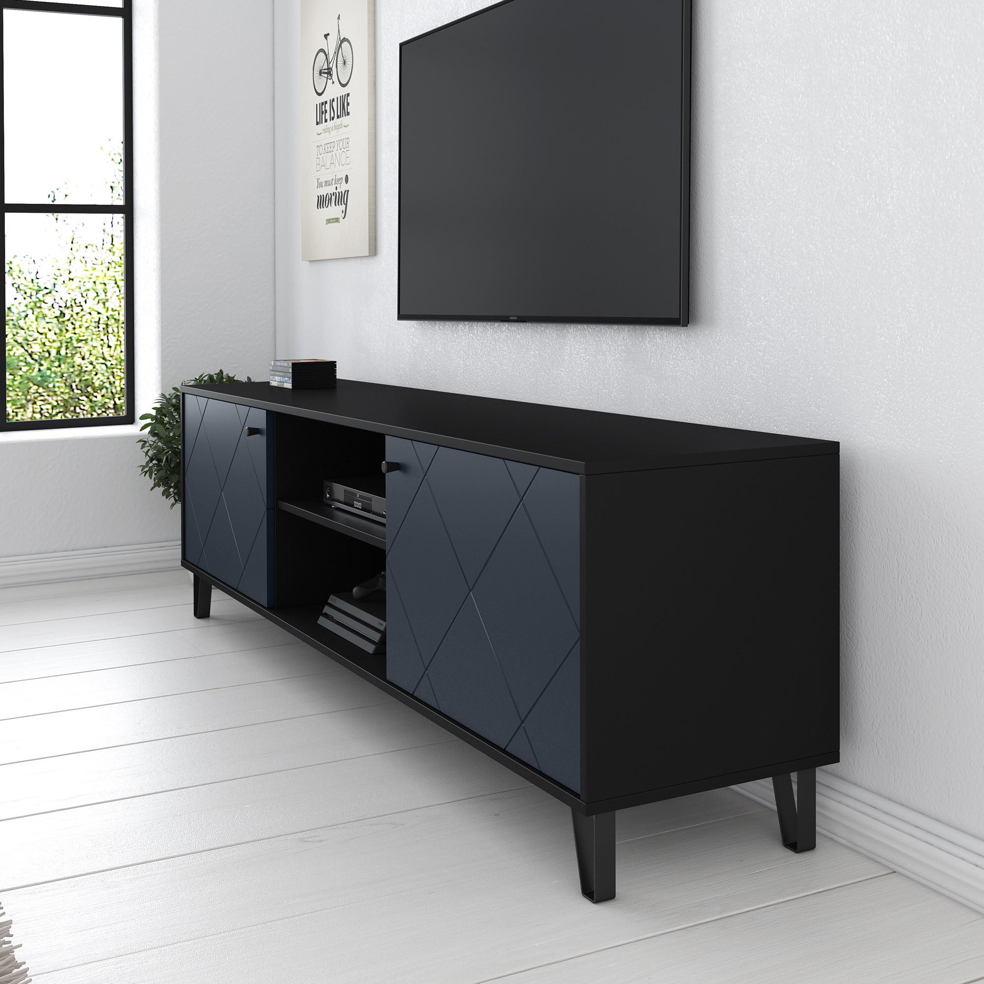 Barlo - TV-Meubel - Mat zwart - 183 cm