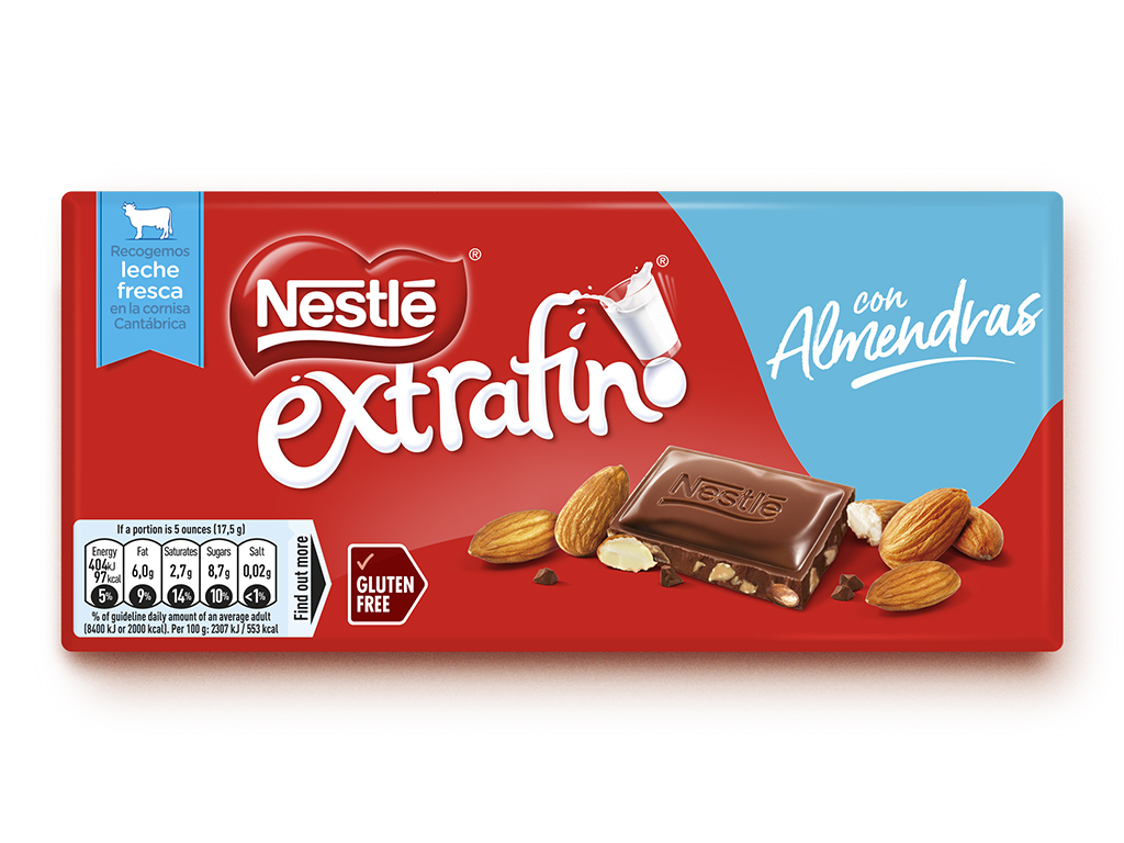 TABLETE NESTLÉ EXTRAFINO CHOCOLATE LEITE COM AMÊNDOAS 123G