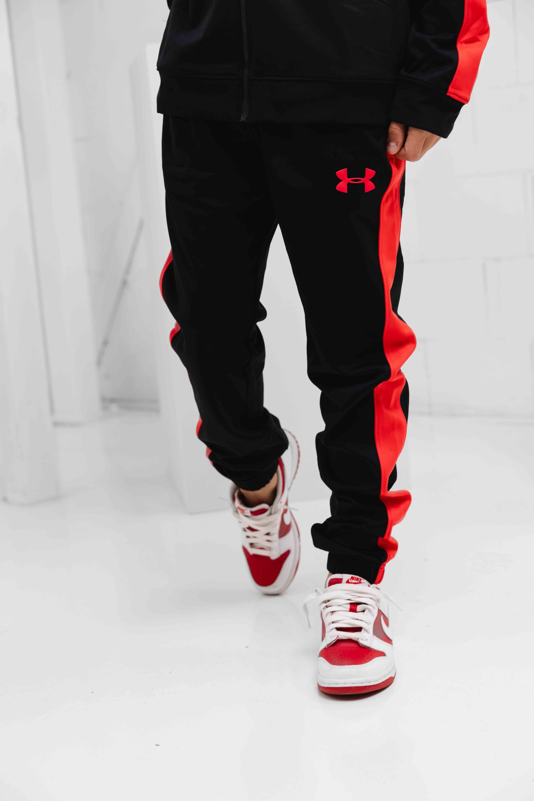 Under Armour Rival Knit Trainingspak Kids Zwart/Rood