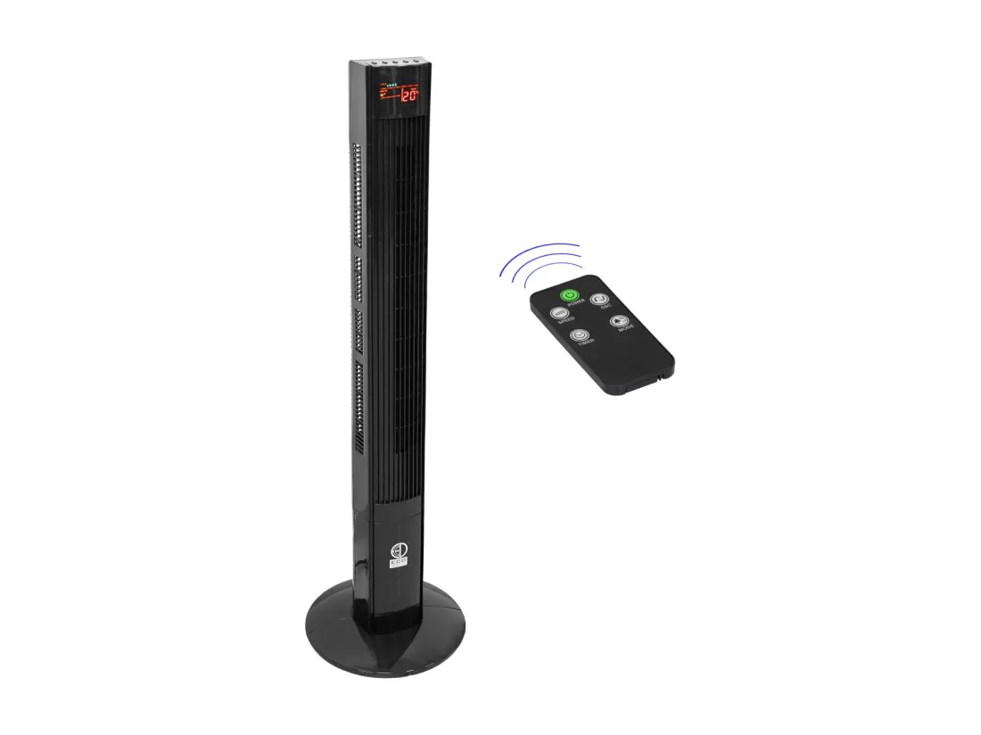 Ventilateur colonne tour oscillant sur pied 116cm piédestal noir +télécomande